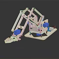 Building Blocks Mechanical Arm Construction With White Blue Joints And Stable Base Design 3d model