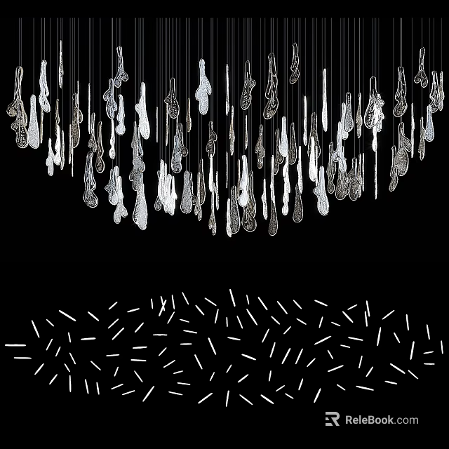 Modern Artistic Chandelier Design With Slender Transparent Hanging Elements in Contemporary Spaces 3d model 
