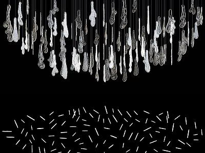 Modern Artistic Chandelier Design With Slender Transparent Hanging Elements in Contemporary Spaces 3d model