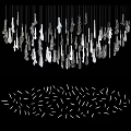 Modern Artistic Chandelier Design With Slender Transparent Hanging Elements in Contemporary Spaces