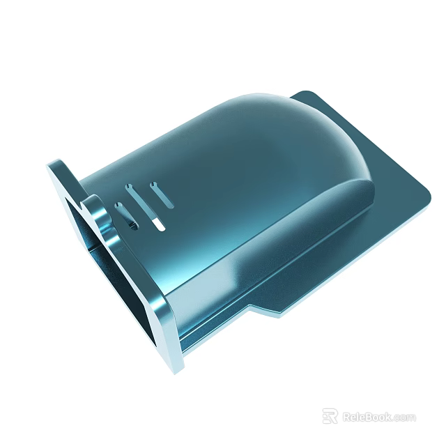 Blue Industrial Metal Component With Smooth Glossy Finish And Irregular Shape 3d model 