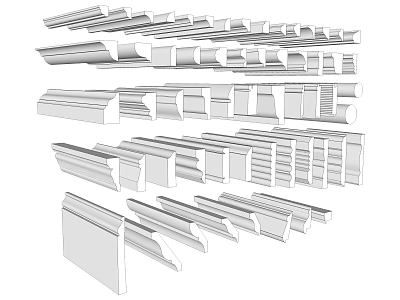 Decorative Gypsum Cornices with Various Architectural Styles for Interior Decoration 3d model