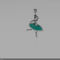 Ballerina Design Silver Pendant With Green Skirt And Diamond Accents Fashion Accessory