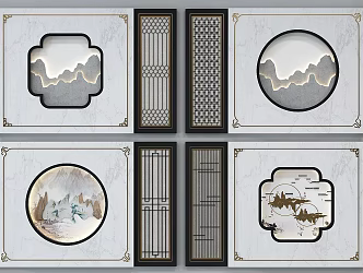 New Chinese Decorative Screen 3d model