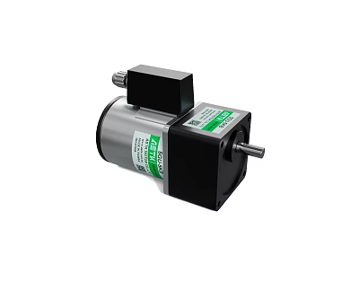 Industrial Electric Motor Equipment with Black Housing Silver Shaft and Green Specification Label 3d model