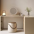 Modern Makeup Table Makeup Stool Combination Cream Style Dressing Table Dressing Mirror Dressing Table Accessories 3d model