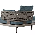 Modern Teal Sectional Sofa With Multiple Cushions Knitted Blanket And Metal Frame For Comfortable Seating