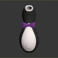Game Movie Character Penguin Shaped Black And White Body With Purple Bow Tie Rounded Design