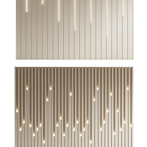 Wood veneer background wall grille background wall lamp wall 3d model