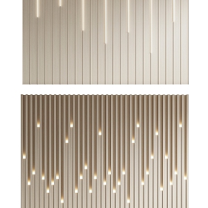 Wood veneer background wall grille background wall lamp wall 3d model