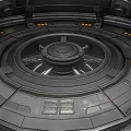 Futuristic Sci Fi Interior Design With Circular Platform And Metallic Control Panels 3d model