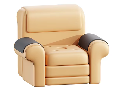 Beige Sofa Stool With Black Armrests Modern Comfortable Seating Design 3d model