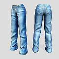 Classic Blue Denim Jeans With Front And Back View And Pocket Design