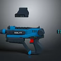 Futuristic Blue Delta Sci Fi Weapon With Detachable Components And Parts