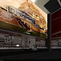 Cinema Interior With Red Seats Staircase Decorated Walls Lighting And Screen