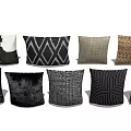 Decorative Pillows With Various Geometric Patterns Textured Fabrics And Neutral Tones 3d model