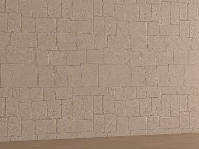 Light Colored Brick Background Wall With Neatly Arranged Textured Surface And Wooden Floor 3d model