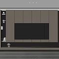 Modern Living Room Interior Featuring Wooden TV Wall With Shelves And Plant