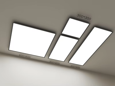 Modern Square LED Ceiling Lights with 300x300 and 600x300 Sizes for Home 3d model