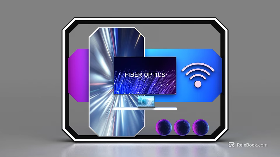 Modern Display Shelves With Fiber Optic Lighting And WiFi Connectivity Features 3d model 