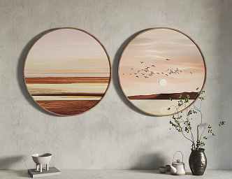 Modern Round Frame Painting Hanging Painting Decorative Painting 3d model