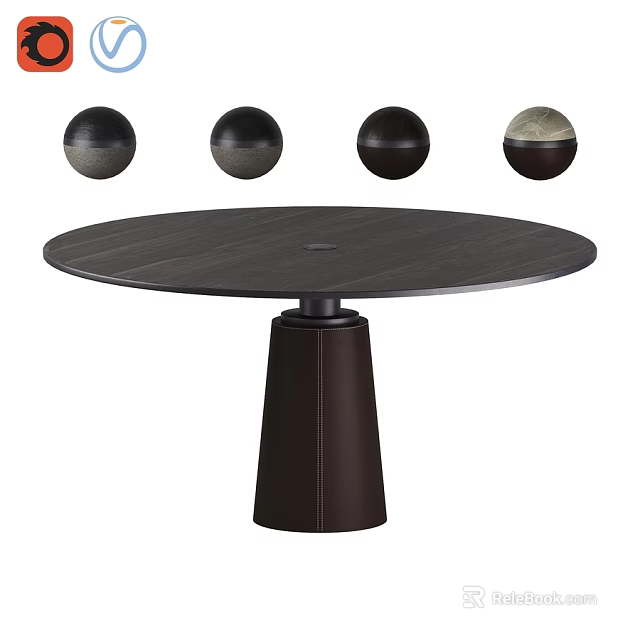 Round Black Dining Table With Sleek Tabletop And Tapered Base Design 3d model