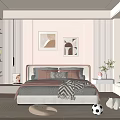 Cozy Beige Kids Room Interior With Bed Pillows Blanket Soccer Ball And Stuffed Toys