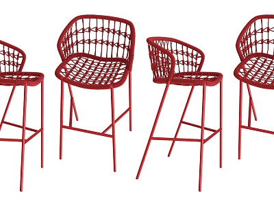 Modern Iron High Stool Bar Stool Bar Chair Red Iron Bar Stool Woven High Stool Bar Stool Red High Stool model