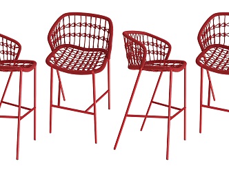 Modern Iron High Stool Bar Stool Bar Chair Red Iron Bar Stool Woven High Stool Bar Stool Red High Stool 3d model