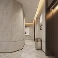 Modern Elevator Lobby With Marble Walls Artwork And Sculpture 3d model