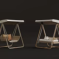 Modern Wooden Frame Swing Chairs With White Canopy And Comfortable Cushions