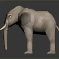 Wooden Elephant Model with Long Tusks Standing on Dark Background and Smooth Texture