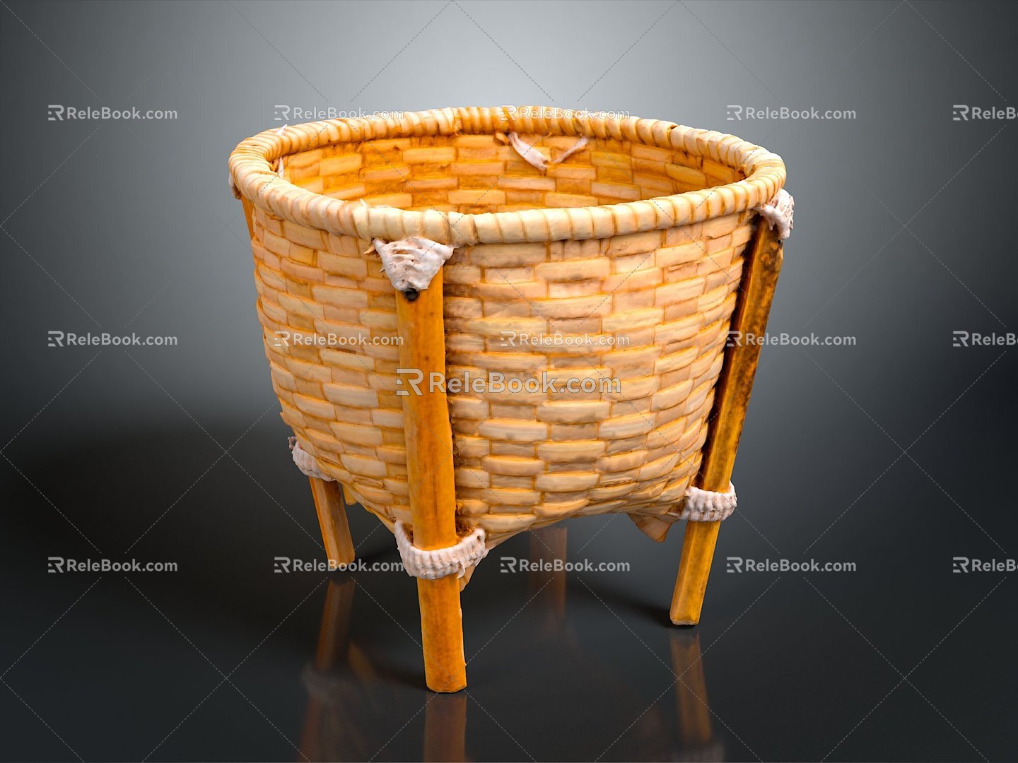 Basket Bamboo Basket Straw Basket Vegetable Basket Egg Basket Storage Basket Bamboo Basket Storage Basket Bamboo Blue 3d model