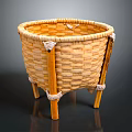 Handwoven Natural Wicker Basket With Sturdy Wooden Legs For Daily Living Use