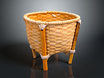 Basket Bamboo Basket Straw Basket Vegetable Basket Egg Basket Storage Basket Bamboo Basket Storage Basket Bamboo Blue 3d model