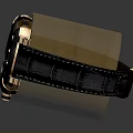 Luxury Wristwatch With Black Leather Strap Gold Frame And Decorative Dial