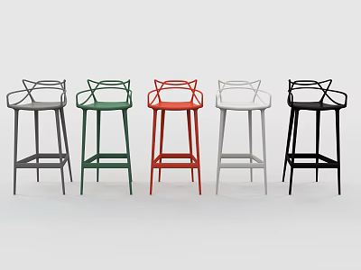 Modern Bar Stools With Geometric Backrest Sleek Legs And Various Colors 3d model