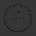 Black Structural Industrial Circular Metal Framework With Crossed Support Beams