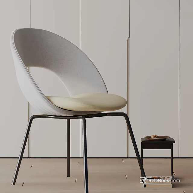 Modern Light Gray Dining Chair With Metal Legs And Comfortable Seat 3d model 