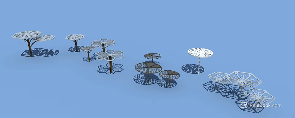 Modern Metal Pergola With Laser Cut Floral And Geometric Patterns For Outdoor Landscape 3d model 