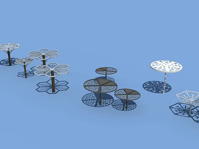 Modern Metal Pergola With Laser Cut Floral And Geometric Patterns For Outdoor Landscape 3d model