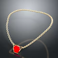 Gold Chain Necklace with Red Hexagonal Pendant for Fashion Accessory