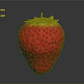 Fresh Red Strawberry with Green Leafy Top and Shiny Textured Surface