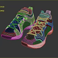 Modern Black Gold Gray Athletic Sneakers With White Soles And Lace Up Design