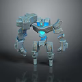 Futuristic Mechanical Robot Character With Blue Glowing Core And Armored Design
