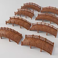 Multiple Wooden Arch Bridges With Decorative Railings And Curved Wooden Structures