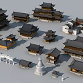 Ancient Chinese Architecture Display with Various Traditional Roofs Towers Pavilions Archway and Pagoda