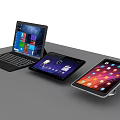 Modern 2-in-1 Laptop Tablet Devices With Windows Interface And Colorful App Icons 3d model