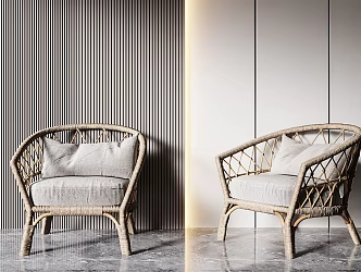 Single Chair Rattan Chair 3d model