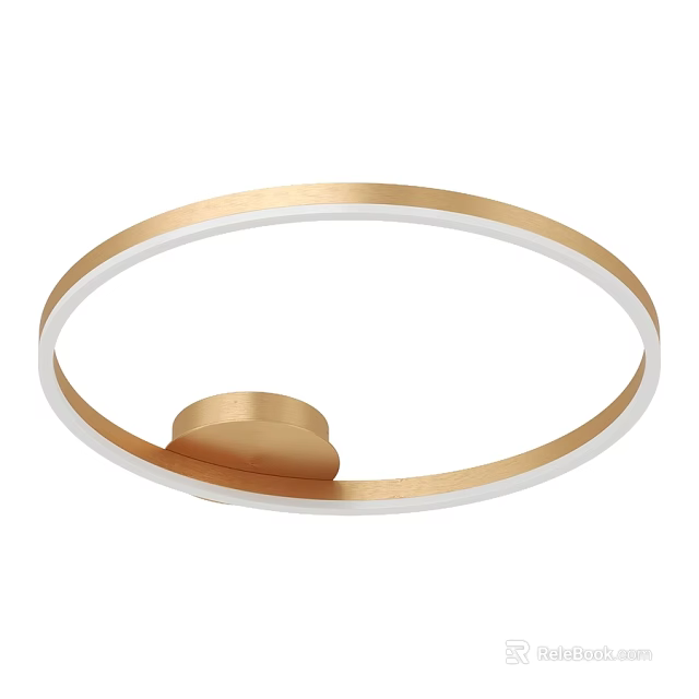 Modern Circular Ceiling Light With Golden Frame And White Trim Design 3d model 